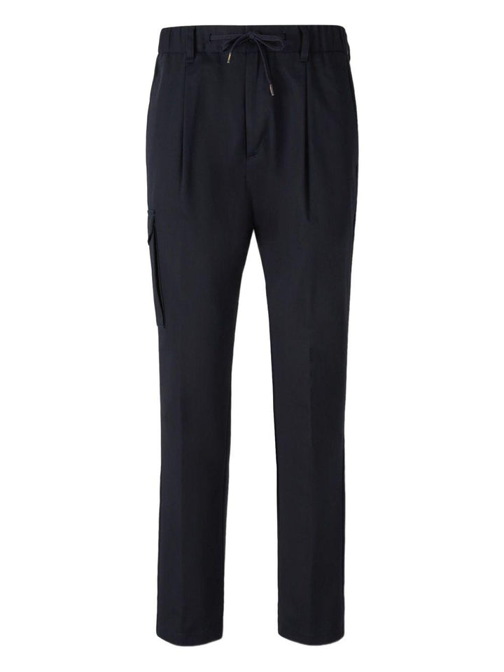 Pantaloni cargo blu navy con vita elasticizzata 