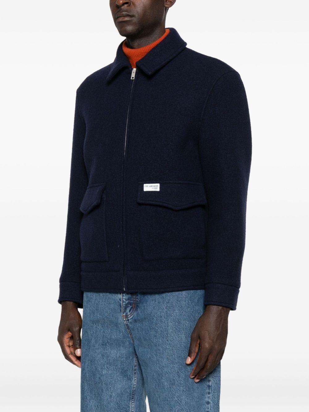 Giacca-camicia blu navy con zip e tasche con patta 