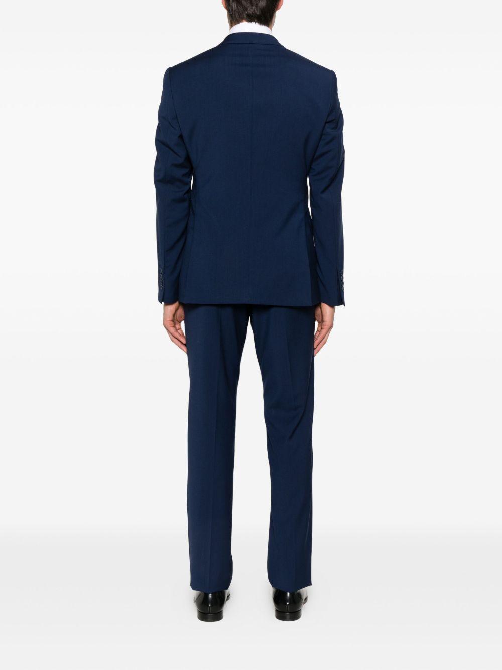 Completo monopetto in lana vergine blu 
