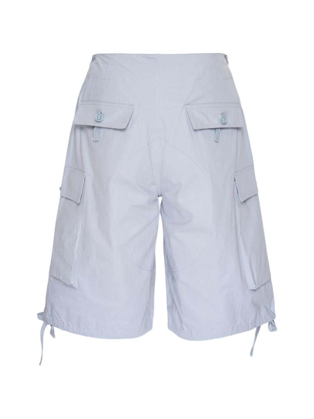 Shorts cargo blu con lacci e tasche laterali 