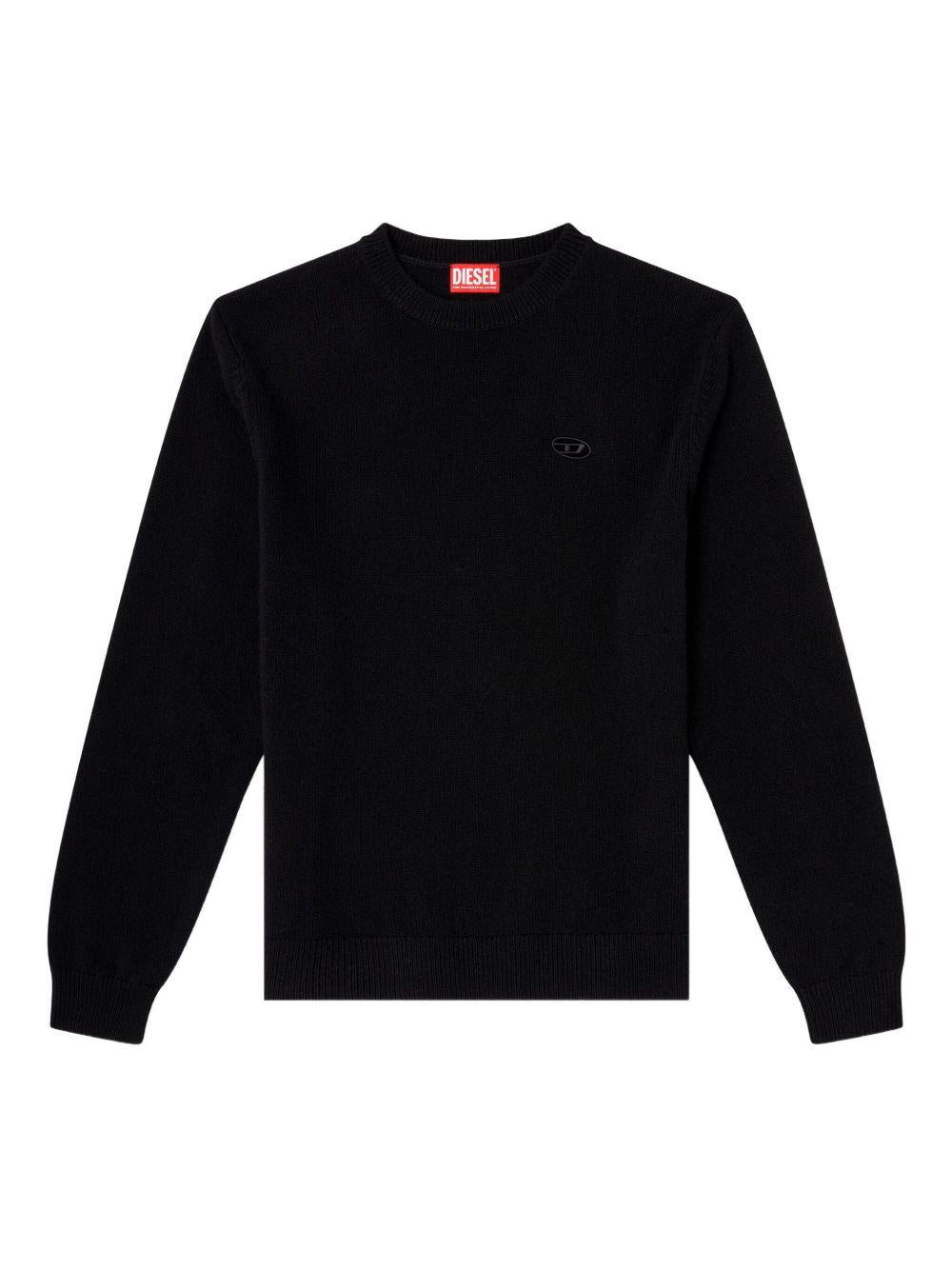Maglione girocollo nero con ricamo 