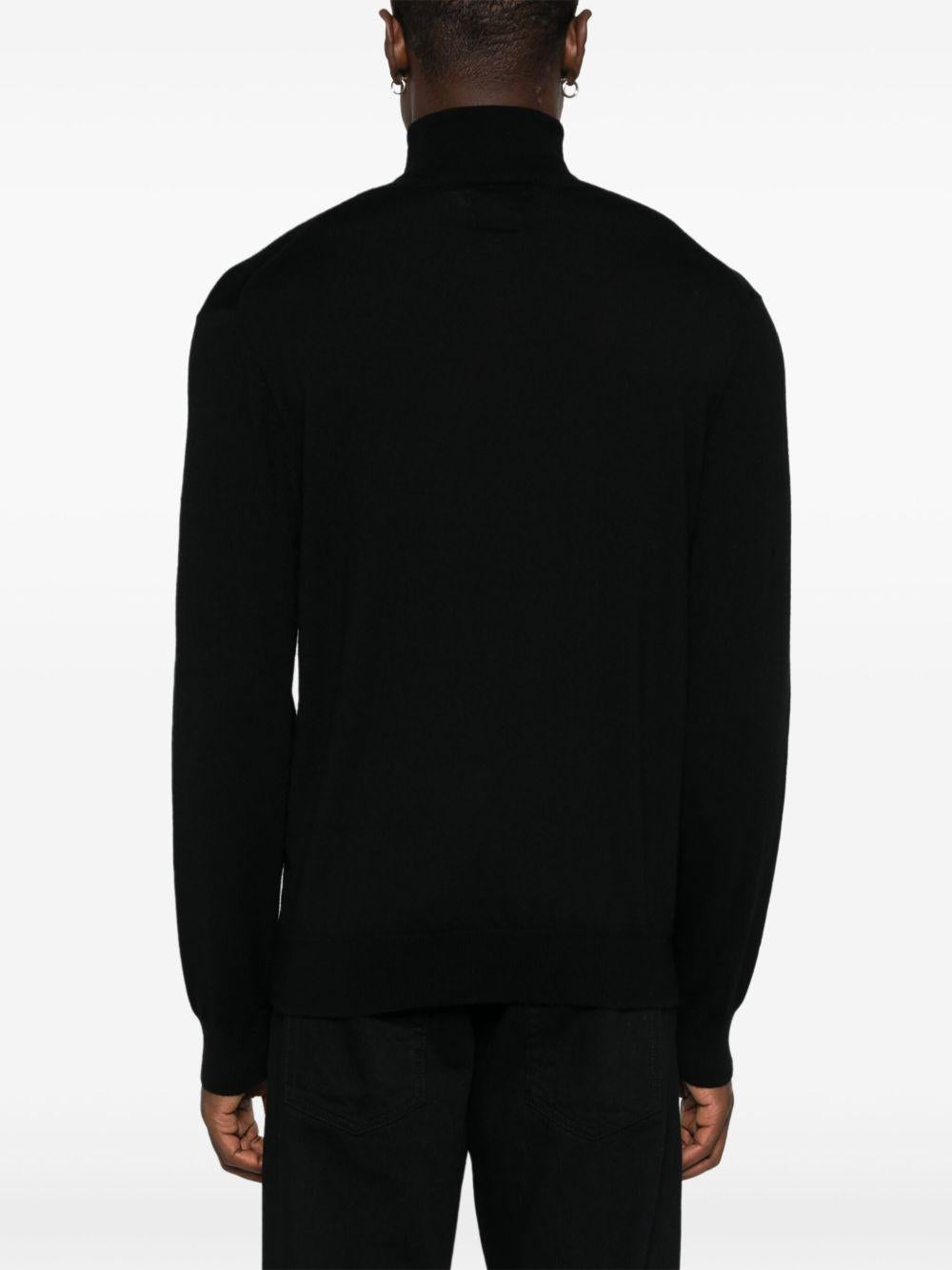 Maglione collo alto nero in lana RWS con ricamo Polo Pony 