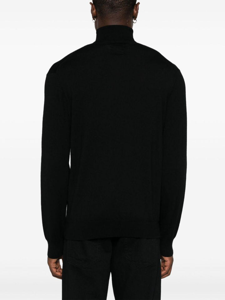 Maglione collo alto nero in lana RWS con ricamo Polo Pony 