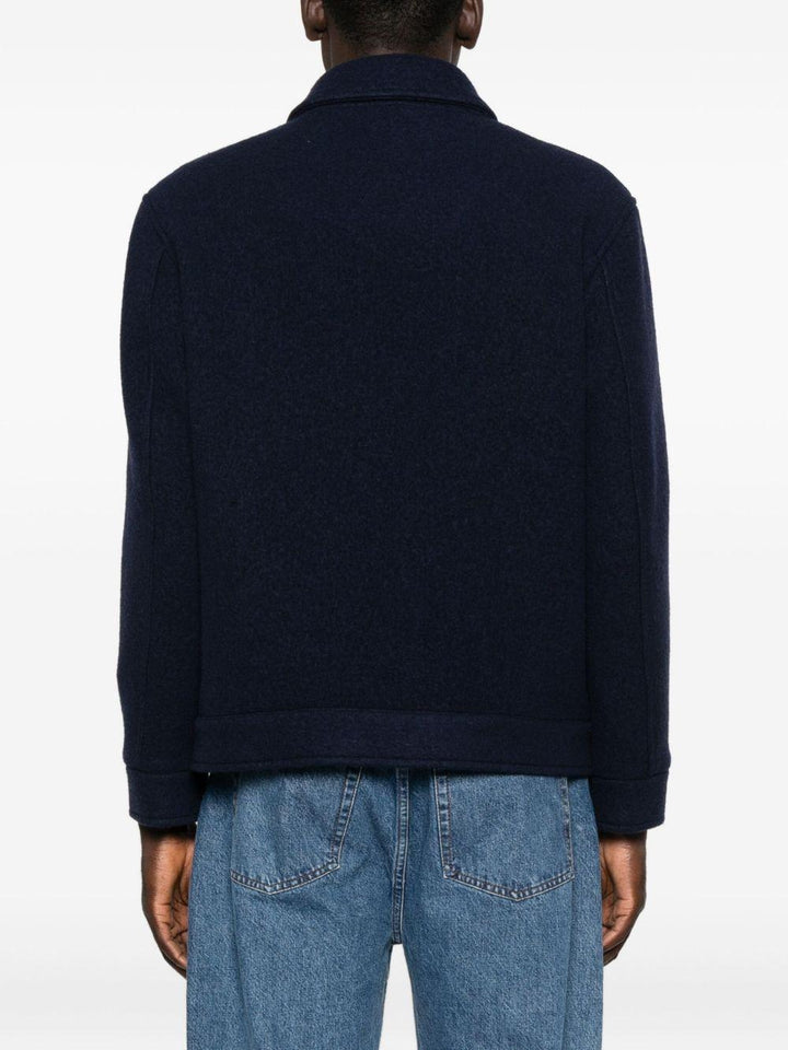Giacca-camicia blu navy con zip e tasche con patta 