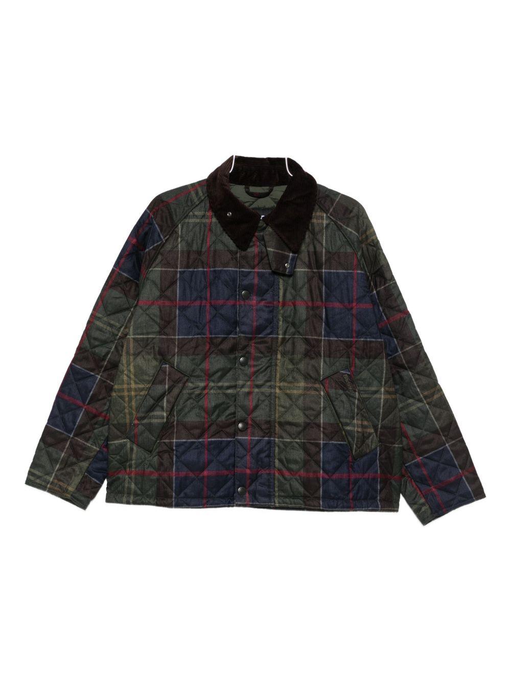 Giacca trapuntata verde scuro tartan 