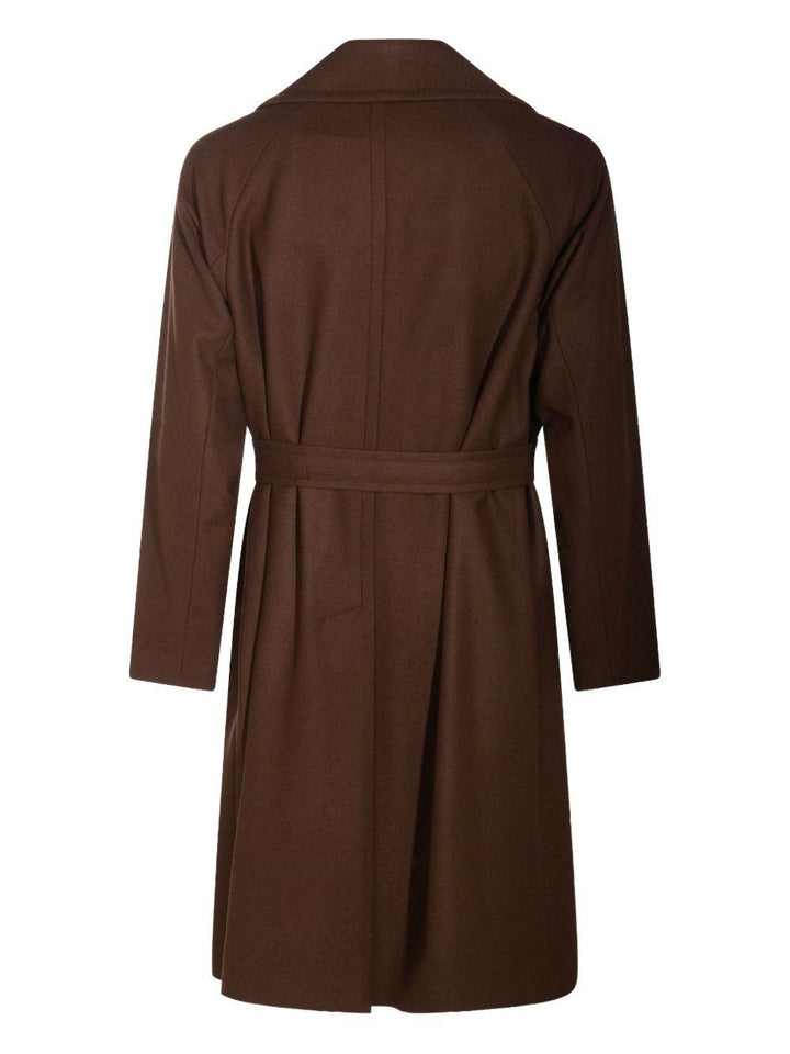 Cappotto doppiopetto con cintura marrone 
