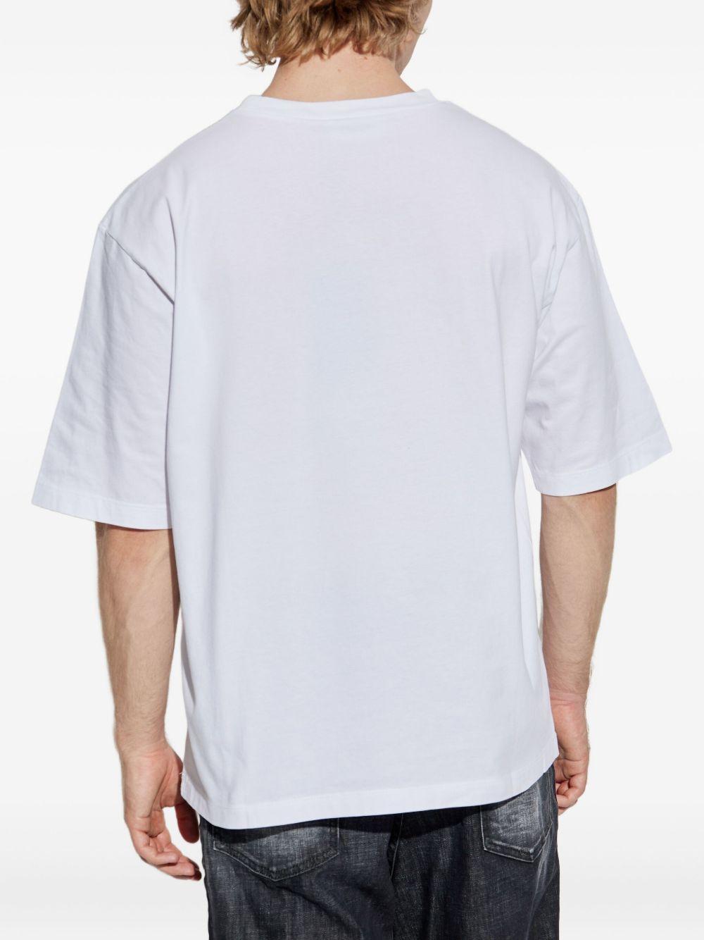 T-shirt bianca in cotone con logo frontale 