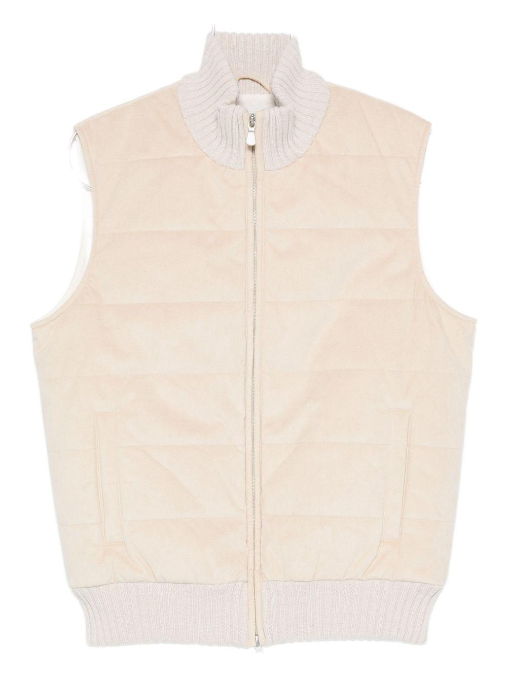 Gilet imbottito con zip écru 