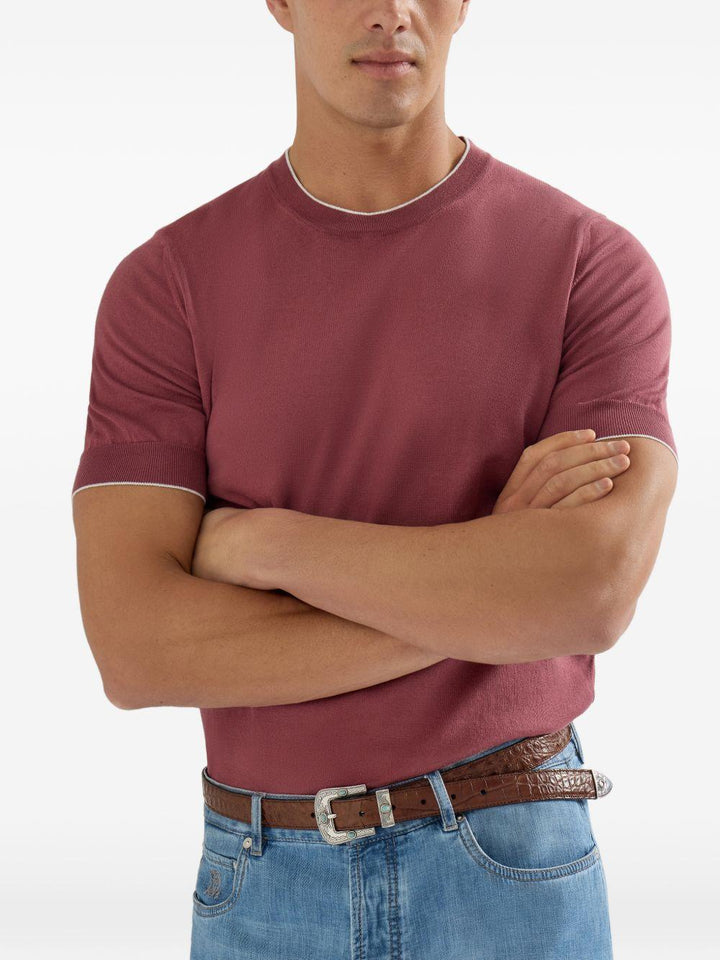 T-shirt cipolla in cotone leggero con profili a contrasto 