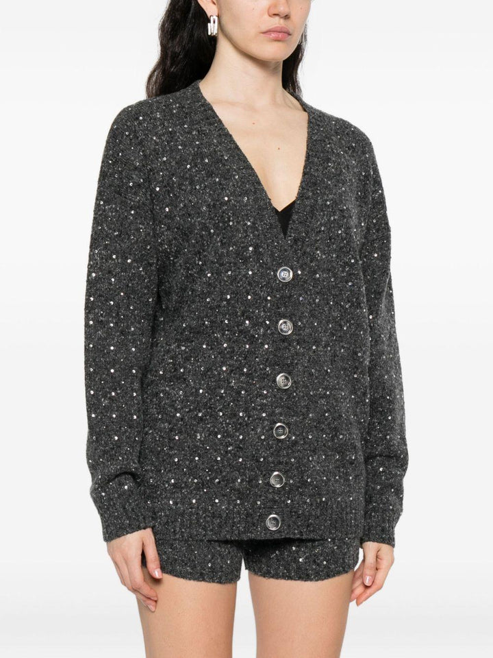 Cardigan crop con strass 