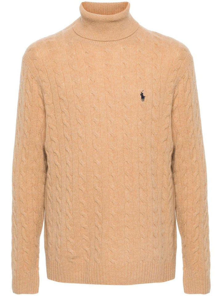 Maglione marrone chiaro con motivo Polo Pony 