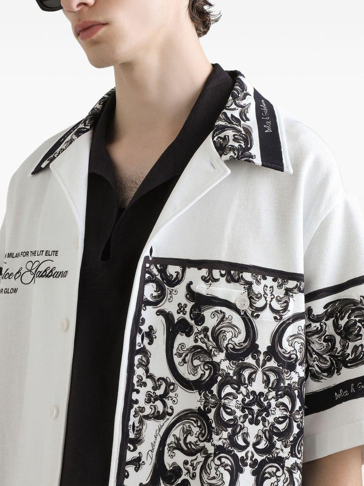 Camicia bianca in cotone con logo 