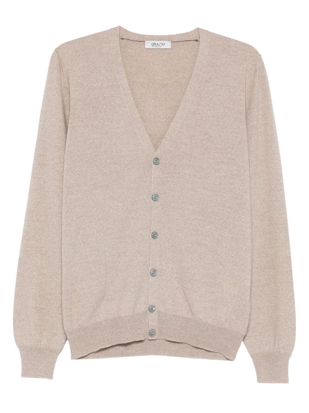Cardigan beige in lana con bottoni 