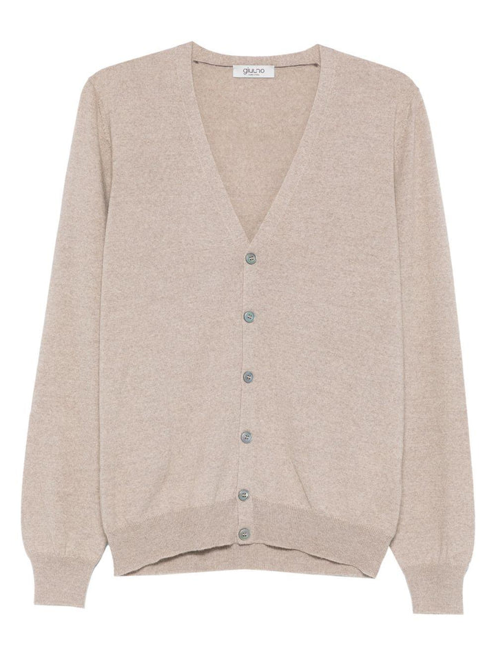 Cardigan beige in lana con bottoni 