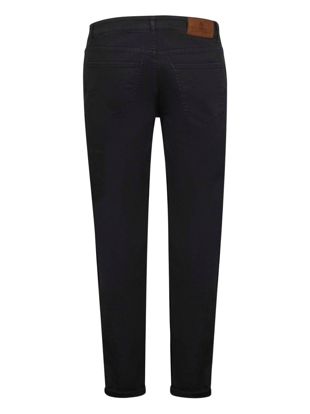 Jeans neri con ricamo logo 