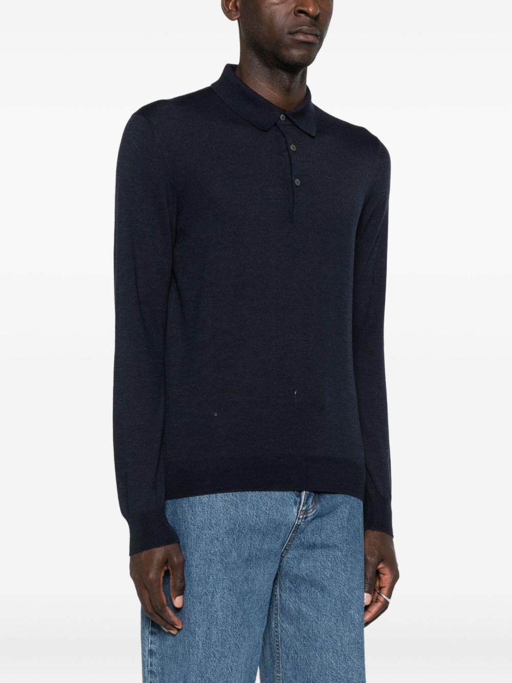 Maglione stile polo a maniche lunghe blu scuro 