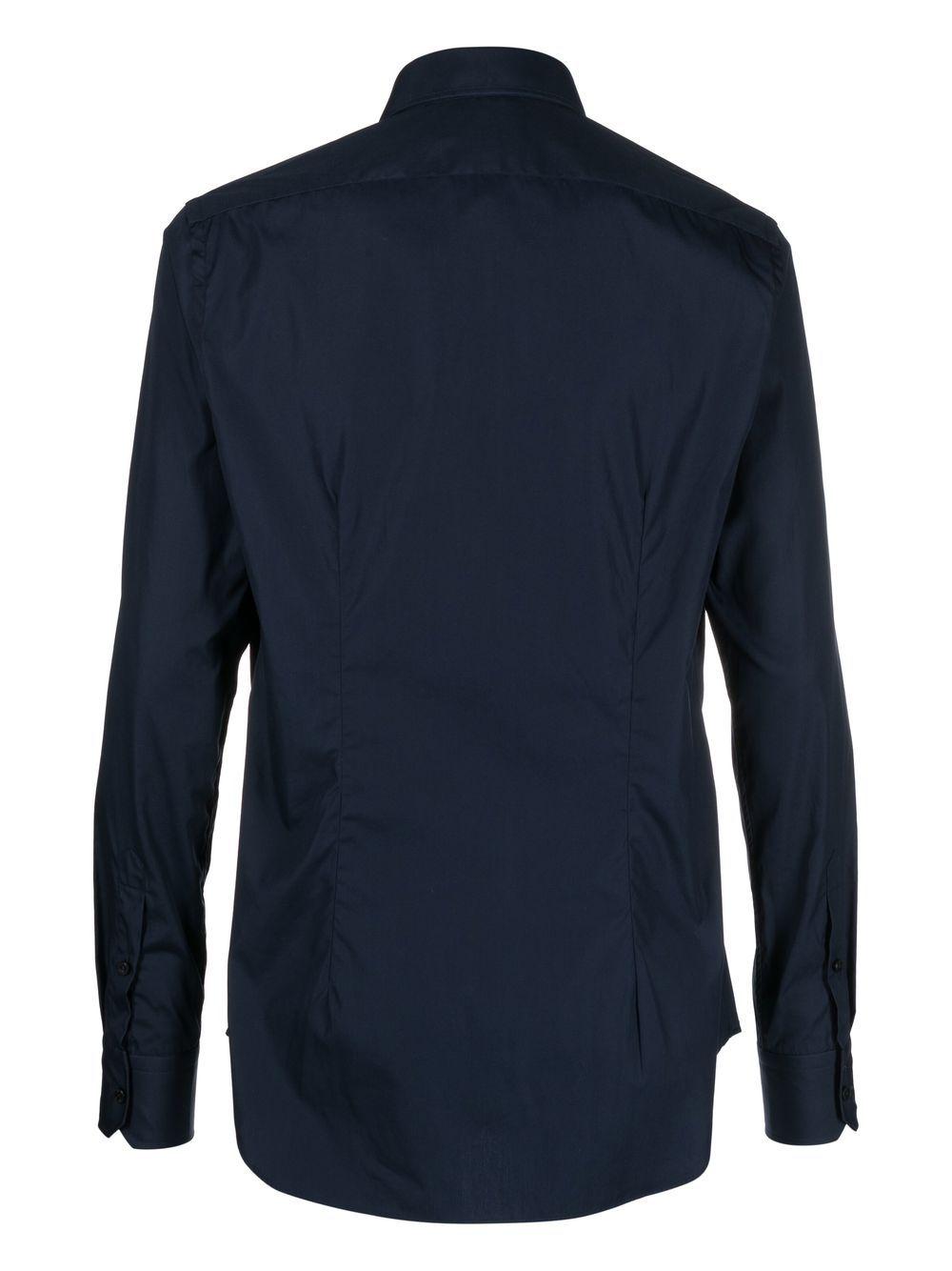 Camicia sartoriale blu navy no stiro in cotone 