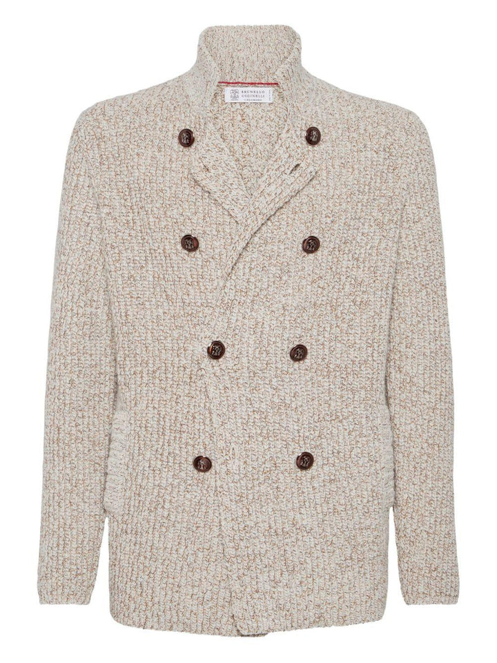 Cardigan doppiopetto beige chiaro con bottoni 