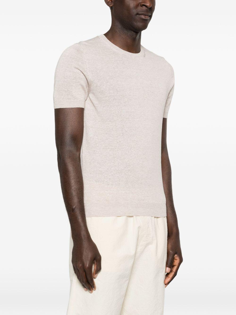 T-shirt beige in maglia fine girocollo 