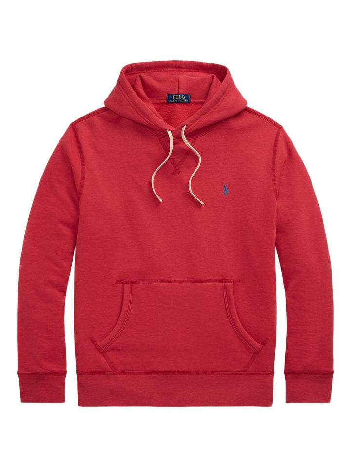 Felpa rossa con cappuccio e logo ricamato 