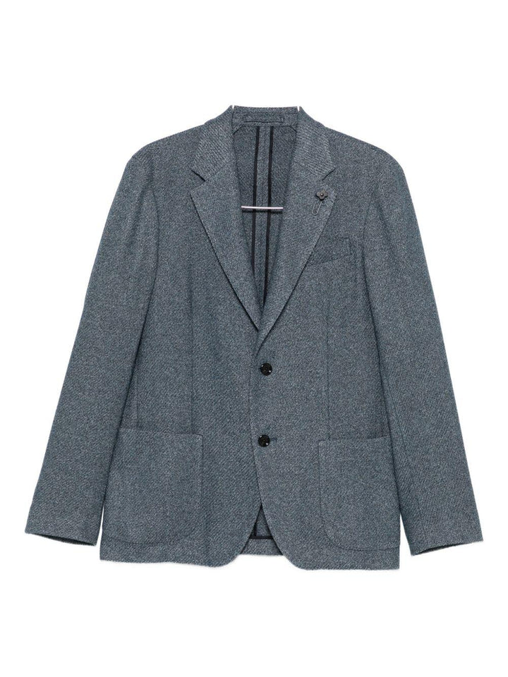 Giacca monopetto blu con revers classici 