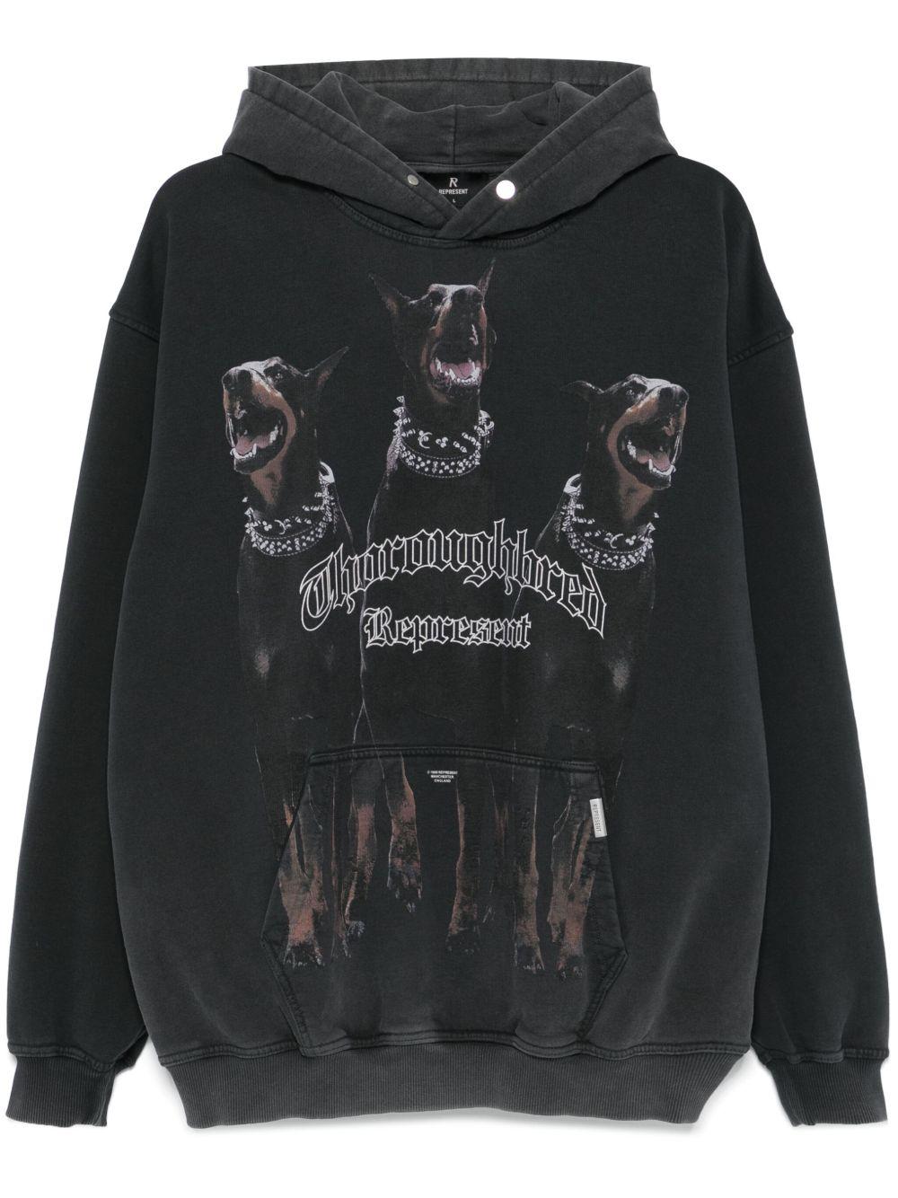 Felpa con cappuccio nera Thoroughbred 