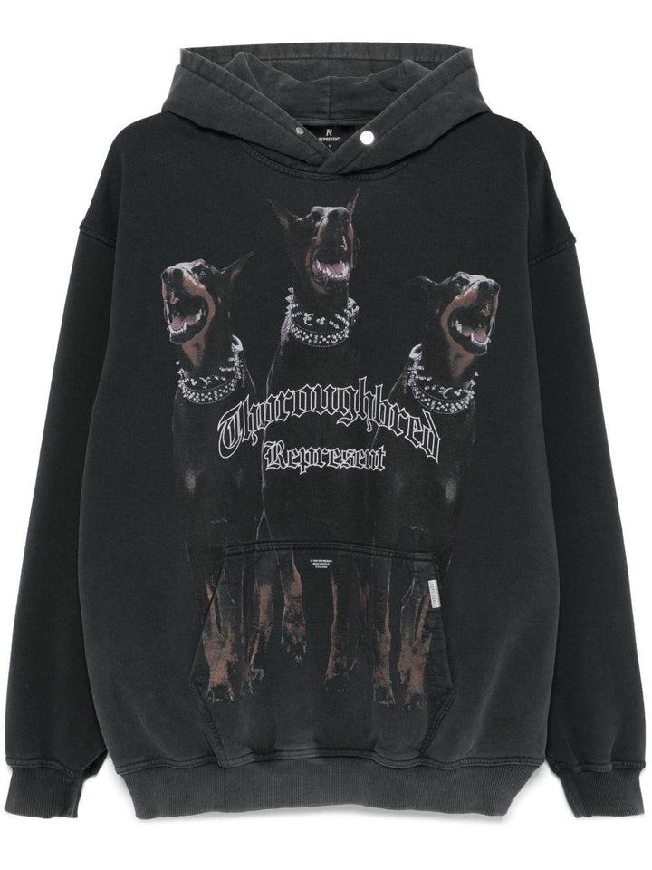 Felpa con cappuccio nera Thoroughbred 