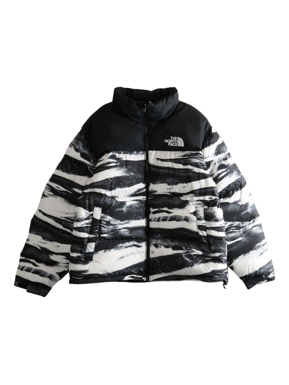Piumino con stampa wave nero 