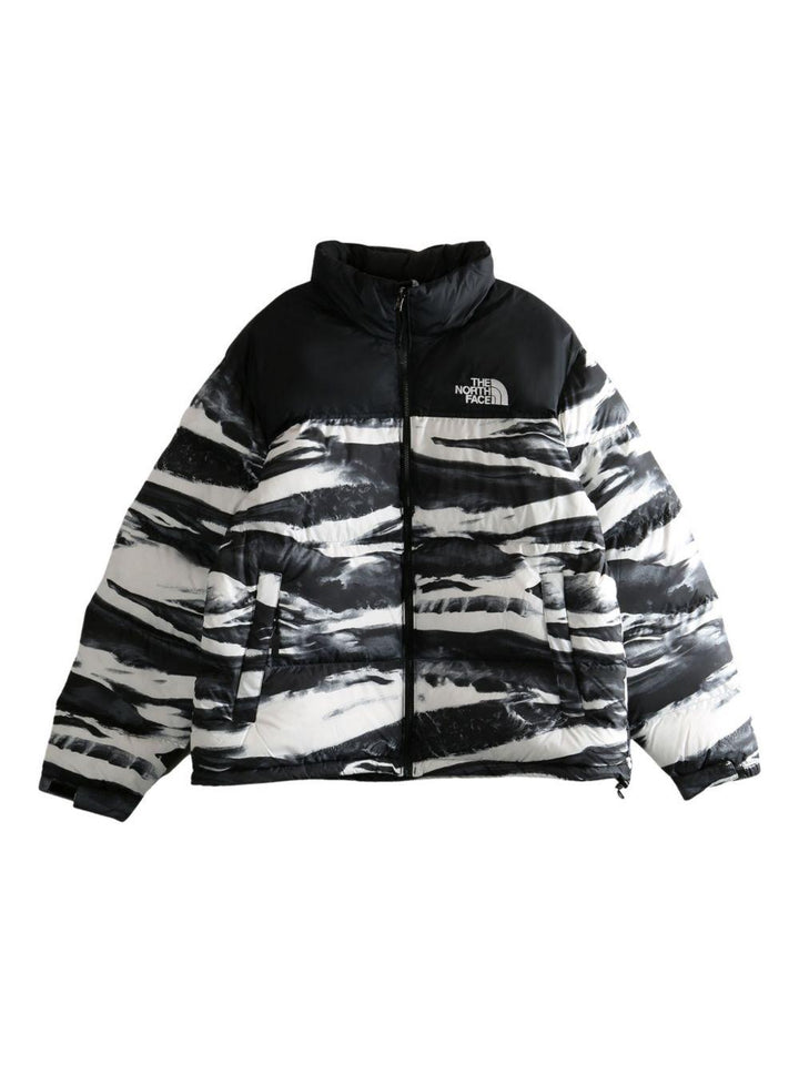 Piumino con stampa wave nero 