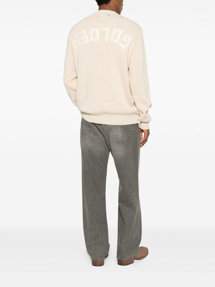 Maglione beige girocollo copn logo 