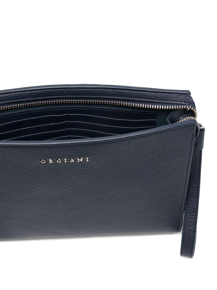 Clutch blu navy  in pelle 