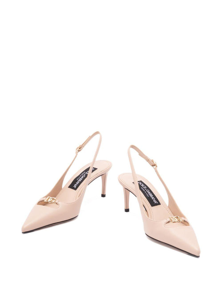 Slingback con logo in pelle da 60 mm 