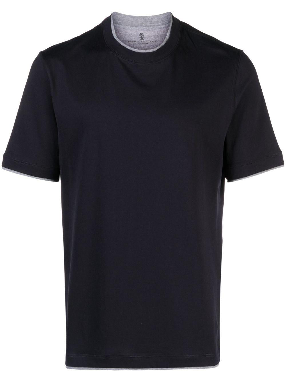 T-shirt con effetto a strati blu navy 