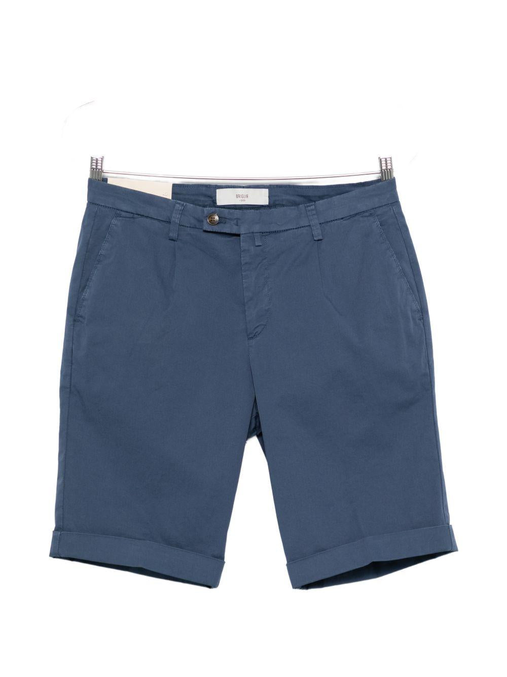 Shorts bluette con risvolto 