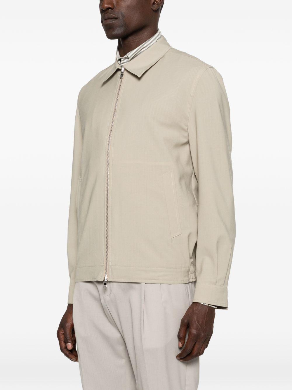 Giacca camicia beige con zip 
