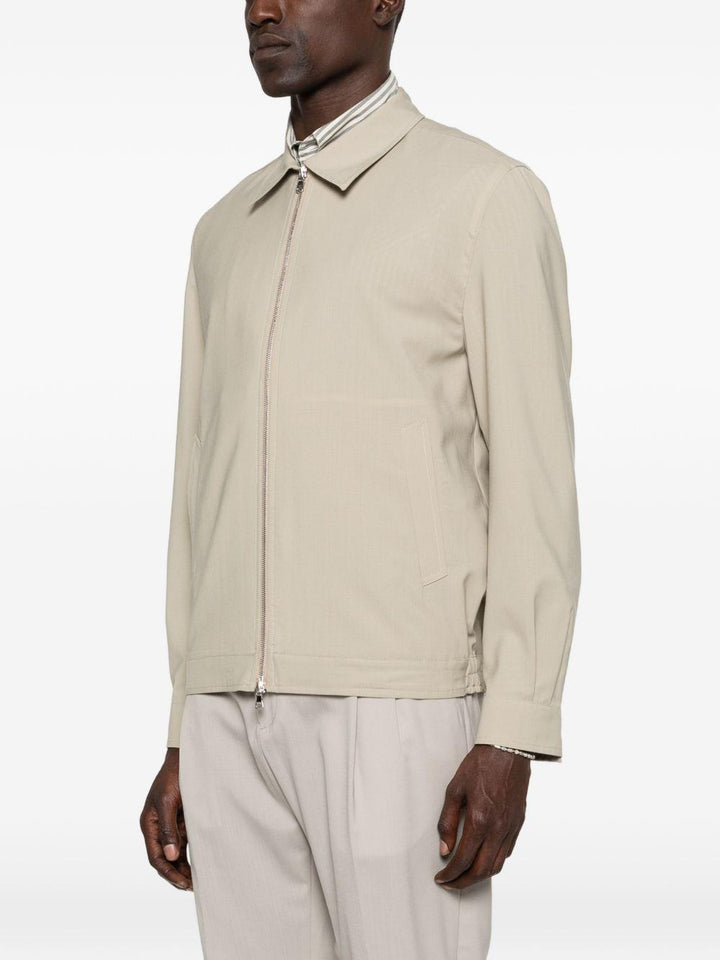 Giacca camicia beige con zip 