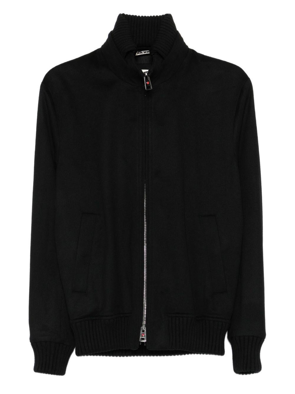 Giacca blu nero a coste con zip 