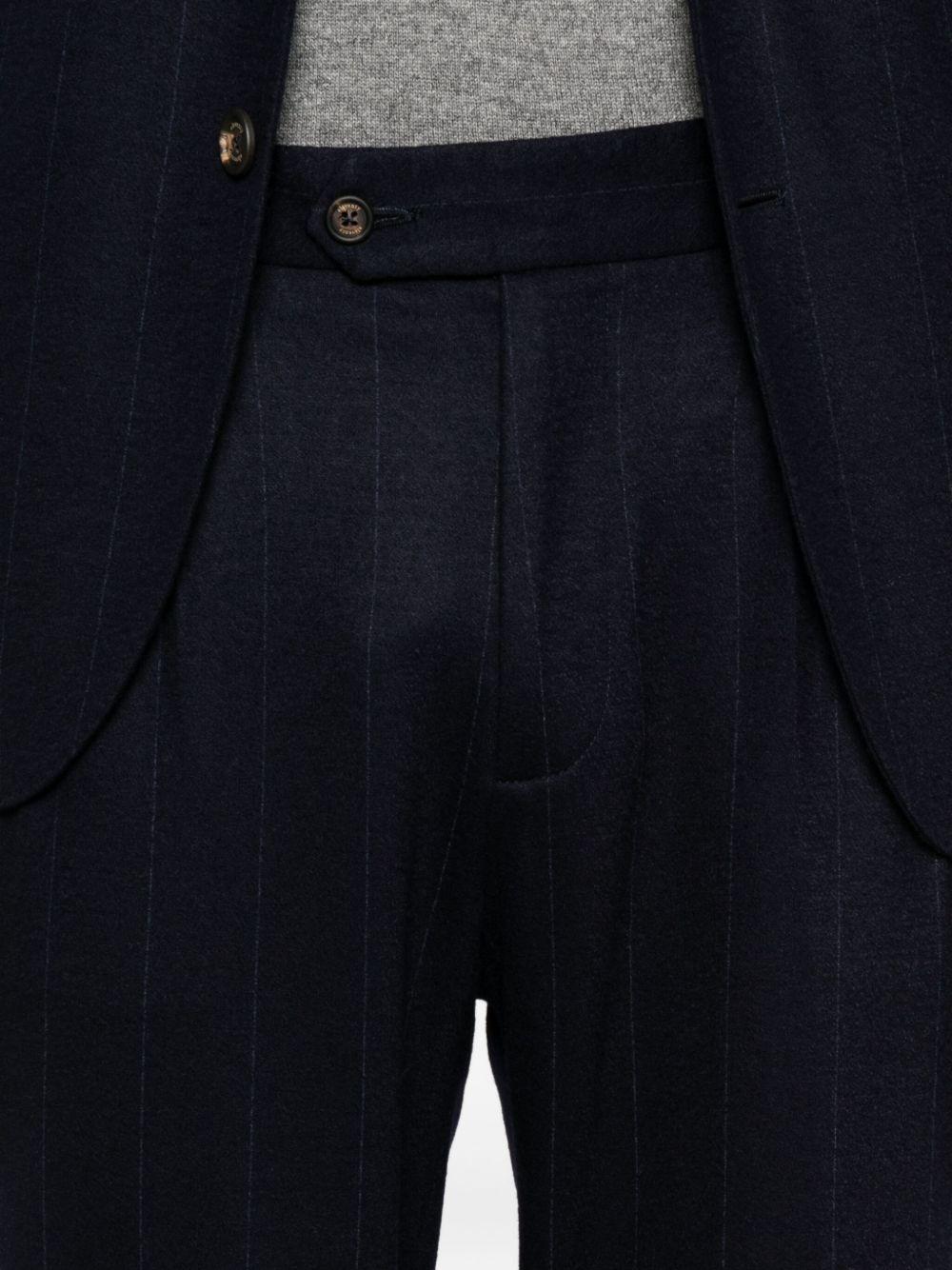 Completo gessato blu scuro in lana 