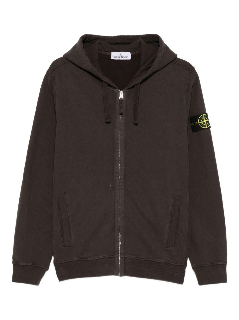 Felpa grigia con cappuccio e zip 