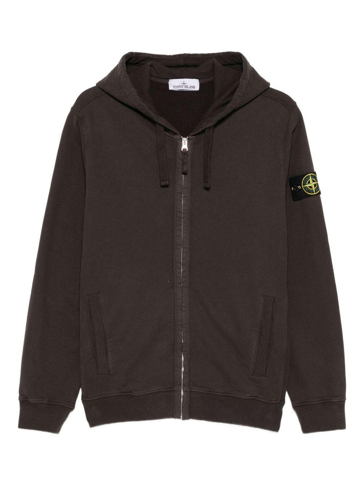 Felpa grigia con cappuccio e zip 