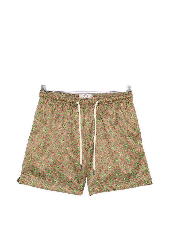 Costume da bagno con stampa geometrica verde 