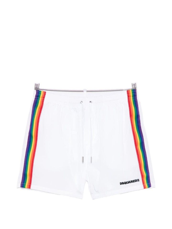 Costume da bagno bianco con banda laterale 