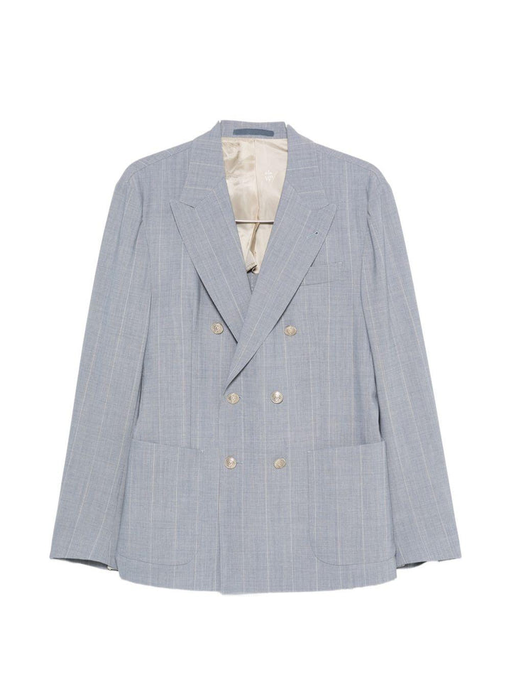 Abito gessato blu denim 