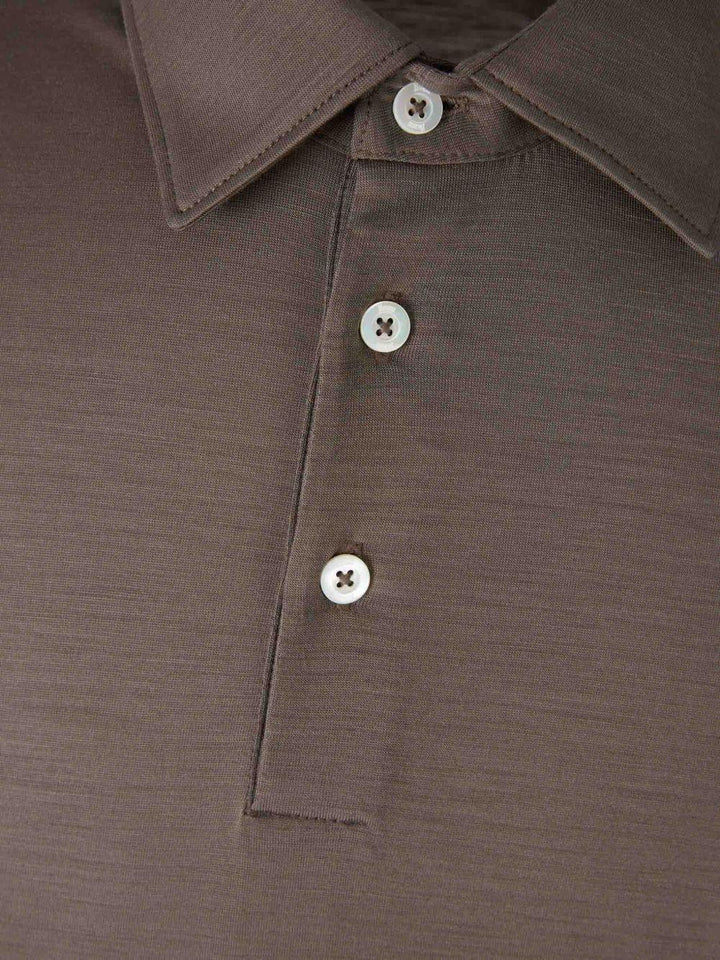Polo marrone a maniche lunghe in cotone 