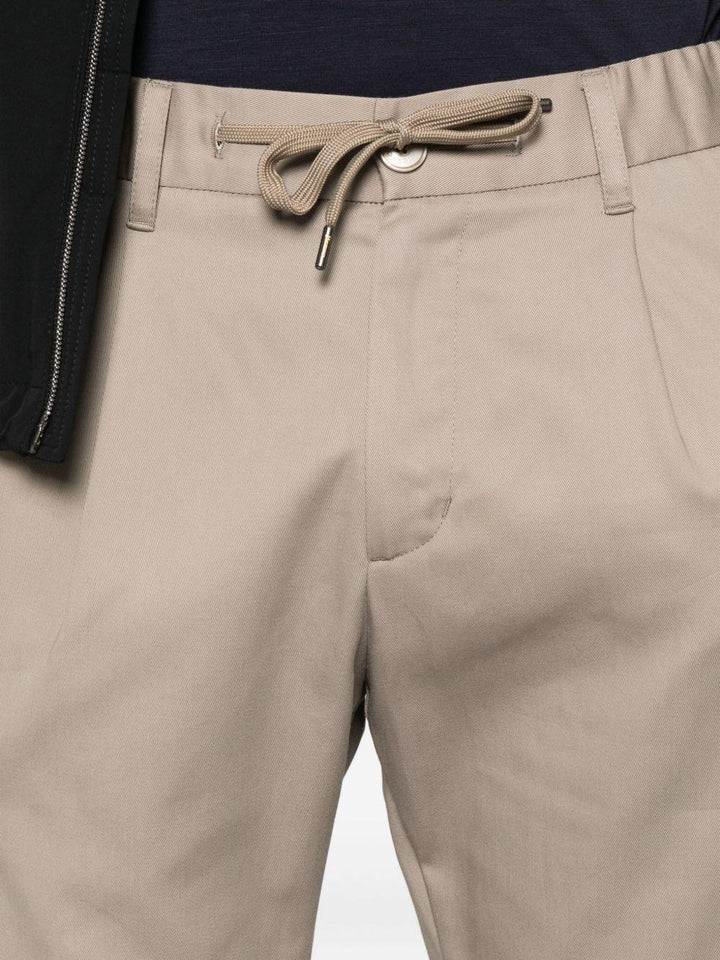Pantaloni cargo beige in cotone con coulisse 