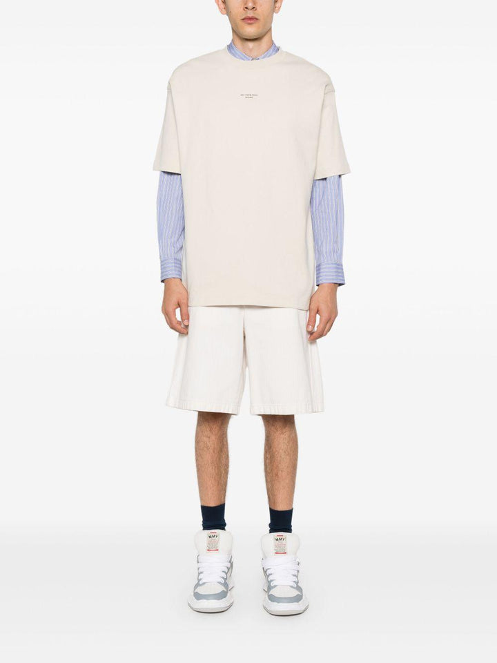 T-shirt panna con stampa 