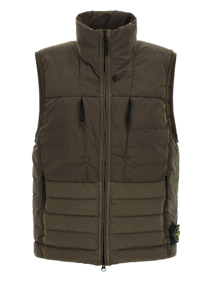 Gilet imbottito verde con collo alto 