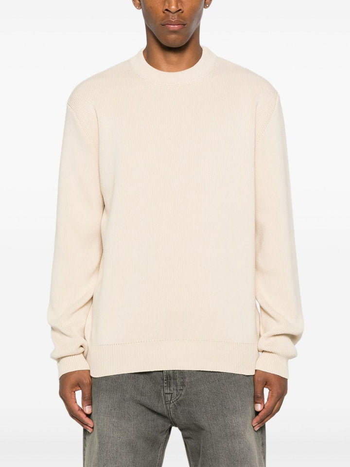 Maglione beige girocollo copn logo 