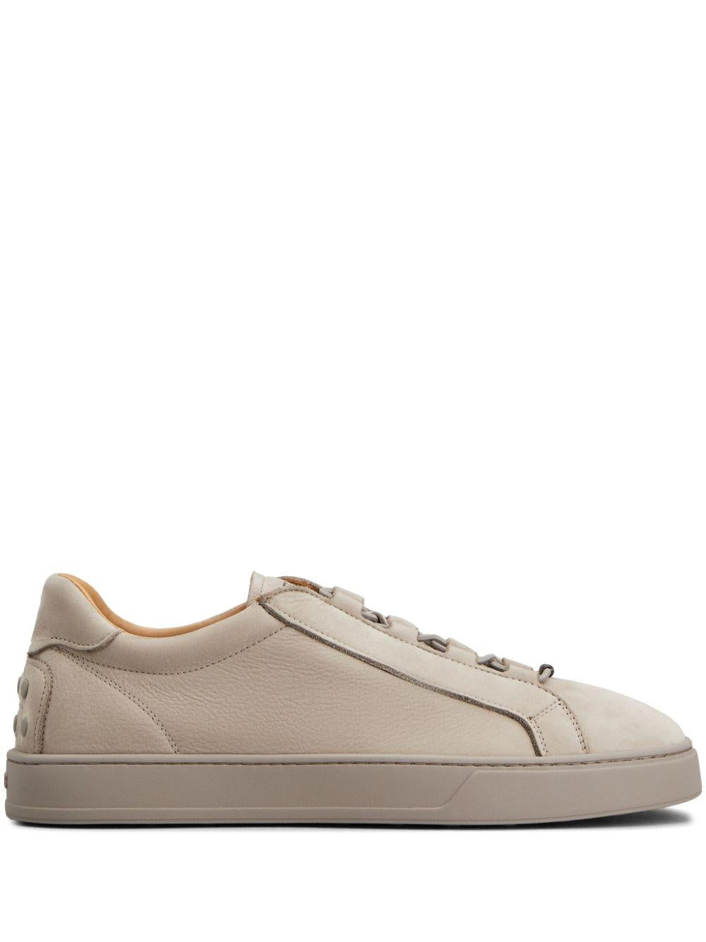 Sneakers grigie in pelle con logo stampato 