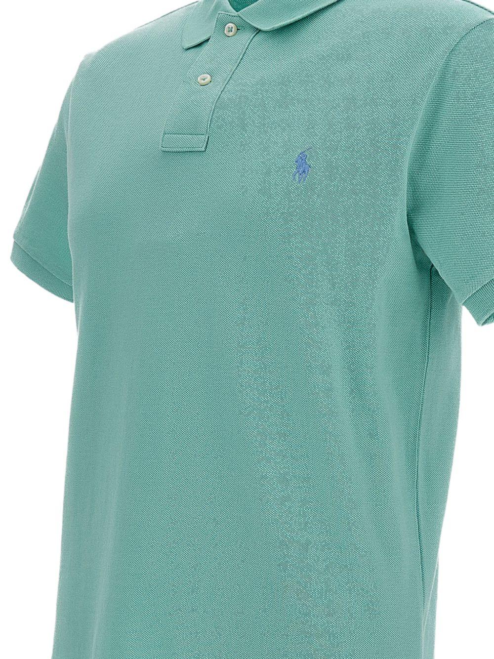 Polo celadon con logo ricamato 